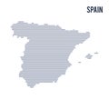 Vector abstract hatched map of Spain with lines isolated on a white background.