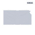 Vector abstract hatched map of of State of Kansas with curve lines isolated on a white background.