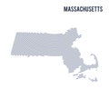 Vector abstract hatched map of of State of Massachusetts with curve lines isolated on a white background. Royalty Free Stock Photo