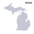 Vector abstract hatched map of of State of Michigan with curve lines isolated on a white background. Royalty Free Stock Photo