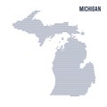 Vector abstract hatched map of State of Michigan with lines isolated on a white background. Royalty Free Stock Photo