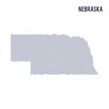 Vector abstract hatched map of of State of Nebraska with curve lines isolated on a white background. Royalty Free Stock Photo