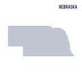 Vector abstract hatched map of State of Nebraska with lines isolated on a white background. Royalty Free Stock Photo