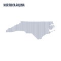 Vector abstract hatched map of State of North Carolina with vertical lines isolated on a white background.