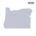 Vector abstract hatched map of State of Oregon with spiral lines isolated on a white background.