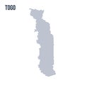 Vector abstract hatched map of Togo with zig zag lines isolated on a white background.