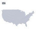 Vector abstract hatched map of the United States of America with curve lines isolated on a white background. Royalty Free Stock Photo