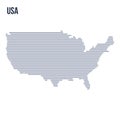 Vector abstract hatched map of the United States of America with horizontal lines isolated on a white background. Royalty Free Stock Photo