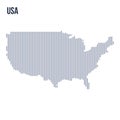 Vector abstract hatched map of the United States of America with vertical lines isolated on a white background. Royalty Free Stock Photo