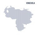 Vector abstract hatched map of Venezuela with vertical lines isolated on a white background.