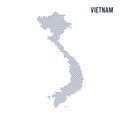 Vector abstract hatched map of Vietnam with spiral lines isolated on a white background.