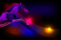 Vector abstract horse with lighting effect and ultra violet shaded wavy background, vector illustration Royalty Free Stock Photo