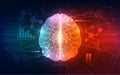 Vector abstract human brain on technology background represent artificial intelligence concept, illustration