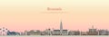 Vector abstract illustration of Brussels city skyline at sunrise