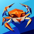 Vector abstract illustration of a crab on a blue background. Geometric style. AI generated Royalty Free Stock Photo
