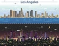Vector abstract illustration of Los Angeles at day and night