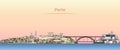 Vector abstract illustration of Porto city skyline at sunrise