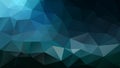 Vector irregular polygon background - triangle low poly pattern - color black teal ocean blue Royalty Free Stock Photo