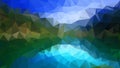 Vector irregular polygon background - triangle low poly pattern - color sky blue and forest green - horizontal landscape