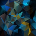 Vector irregular polygon background - triangle low poly pattern - dark indigo blue green peacock color