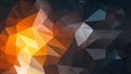 Vector irregular polygon background - triangle low poly pattern - fiery yellow orange brown night black color