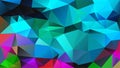 Vector irregular polygon background - triangle low poly pattern - full colored spectrum - neon cyan turquoise blue green