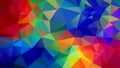 Vector irregular polygon background - triangle low poly pattern - full spectrum multi color rainbow - red, orange, yellow Royalty Free Stock Photo