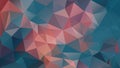 Vector irregular polygon background - triangle low poly pattern - teal blue and coral pink orange color