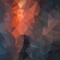 Vector irregular polygon square background - triangle low poly pattern - black, coal, brown, orange, spruce, graphite,
