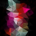 Vector irregular polygon square background - triangle low poly pattern - black, red, pink, gray, purple colors