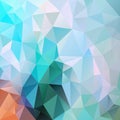 Vector irregular polygon square background - triangle low poly pattern - color arctic blue mint green orange