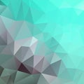 Vector irregular polygon square background - triangle low poly pattern - color neon cyan mint green aqua grey