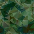 Vector irregular polygon square background - triangle low poly pattern - dark military camouflage color green brown khaki