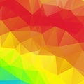 Abstract irregular polygon square background - triangle low poly pattern - full spectrum multi color rainbow vibrant neon Royalty Free Stock Photo