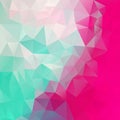 Vector irregular polygon square background - triangle low poly pattern - mint green and hot pink magenta color Royalty Free Stock Photo