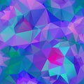 Vector irregular polygon square background - triangle low poly pattern - neon vibrant color blue green purple violet pink Royalty Free Stock Photo