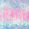 Vector irregular polygon square background - triangle low poly pattern - soft pastel color spectrum baby pink cute blue