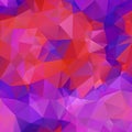 Vector irregular polygon square background - triangle low poly pattern - vibrant neon color hot pink magenta red purple Royalty Free Stock Photo