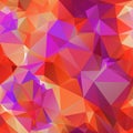 Vector irregular polygon square background - triangle low poly pattern - vibrant neon color orange red pink purple violet Royalty Free Stock Photo