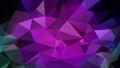 Vector irregular polygonal background - triangle low poly pattern - dark neon green, blue, purple, violet, magenta, Royalty Free Stock Photo