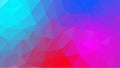 Vector irregular polygonal background - triangle low poly pattern - neon blue cyan pink magenta red purple violet color Royalty Free Stock Photo