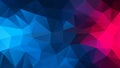 Vector irregular polygonal background - triangle low poly pattern - neon dark blue and vibrant pink magenta color Royalty Free Stock Photo