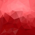 Vector irregular polygonal background - triangle low poly pattern - strawberry red and pastel pink color