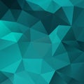 Vector Irregular Polygonal Square Background - Triangle Low Poly Pattern - Blue Green, Aqua, Turquoise, Teal Color
