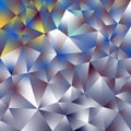 Vector irregular polygonal square background - triangle low poly pattern - holographic gold, silver, yellow, purple and b