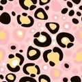 Vector abstract leopard pink and gold texture. Seamless pattern Royalty Free Stock Photo