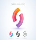 Vector abstract letter S, O logo. Negative space style