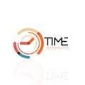 Vector abstract logo idea, time concept or clock business icon. Creative logotype design template Royalty Free Stock Photo