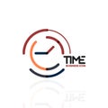 Vector abstract logo idea, time concept or clock business icon. Creative logotype design template Royalty Free Stock Photo