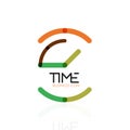 Vector abstract logo idea, time concept or clock business icon. Creative logotype design template Royalty Free Stock Photo